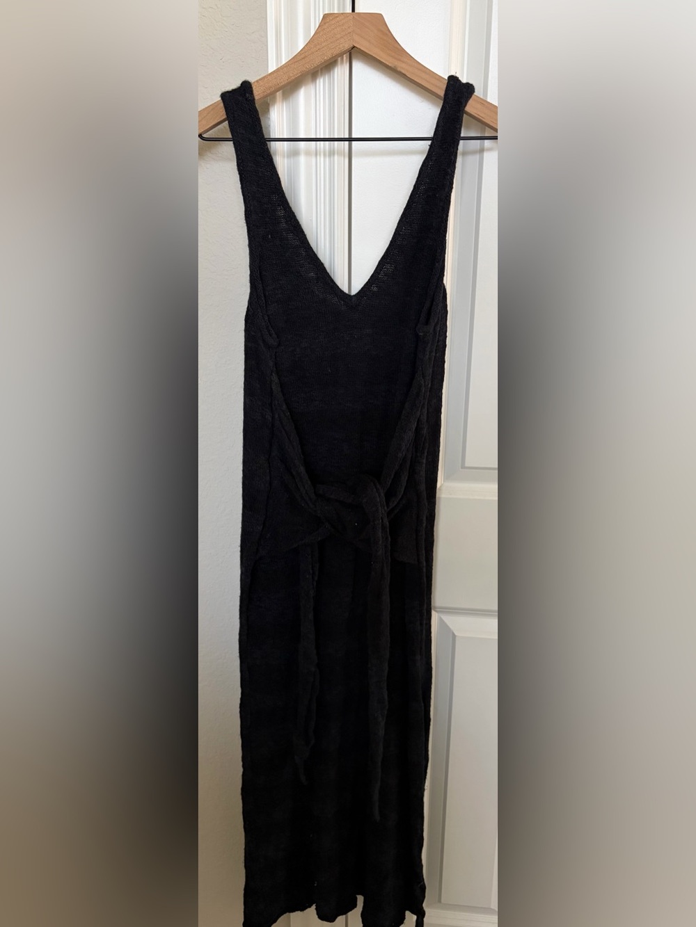 Free People Beach Linen Cotton Blend Tie Front Striped Maxi Swim Coverup